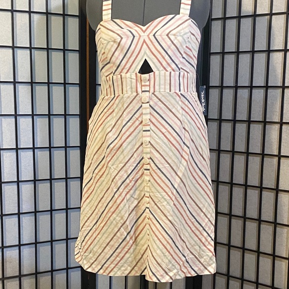Modcloth Beige and Striped Mini Dress - Picture 1 of 5